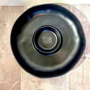 Rae Dunn chips and dip YUM melamine platter